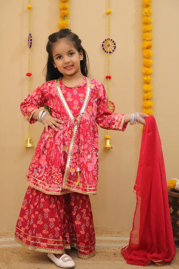 Pink_Cotton_Kurta_Set_For_Girls