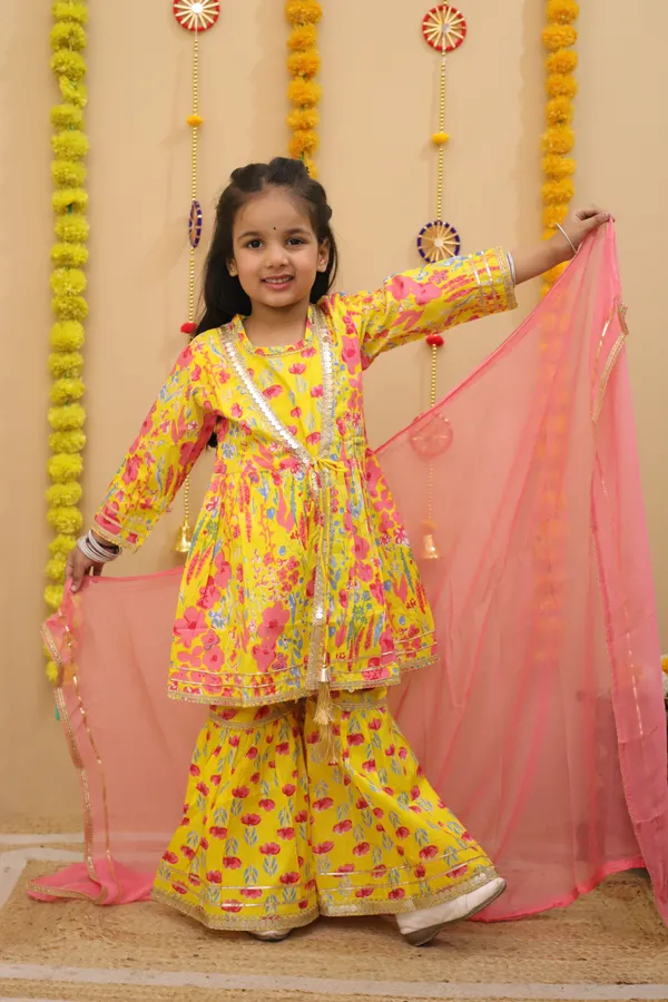 Yellow_Cotton_Kurta_Set_For_Girls