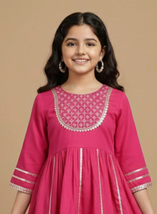 Rani_Silk_Kurta_Set_For_Girls