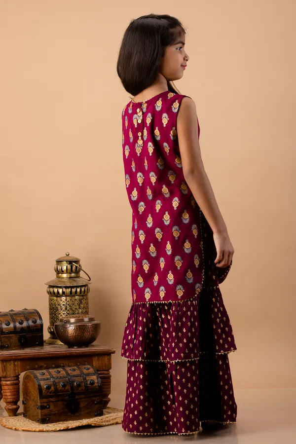 Maroon_Rayon_Kurta_Set_For_Girls