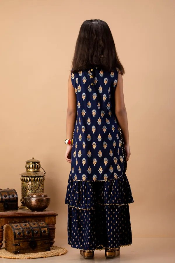 Navy_Blue_Rayon_Kurta_Set_For_Girls