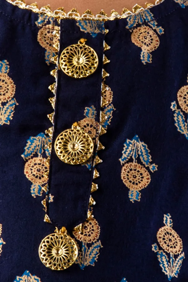 Navy_Blue_Rayon_Kurta_Set_For_Girls