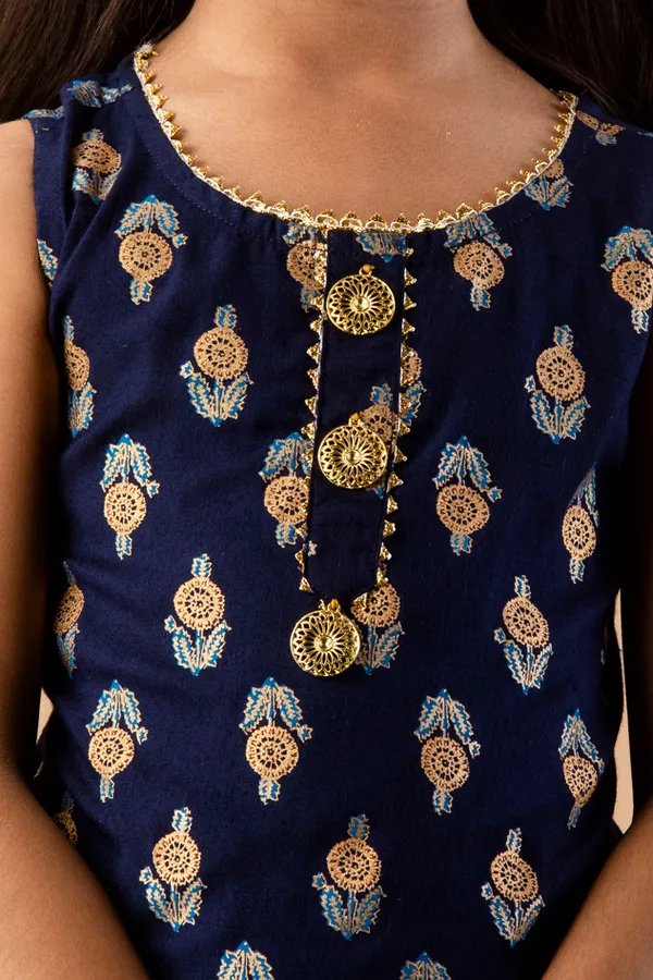 Navy_Blue_Rayon_Kurta_Set_For_Girls