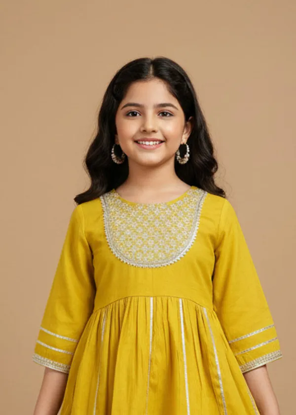 Yellow_Silk_Kurta_Set_For_Girls