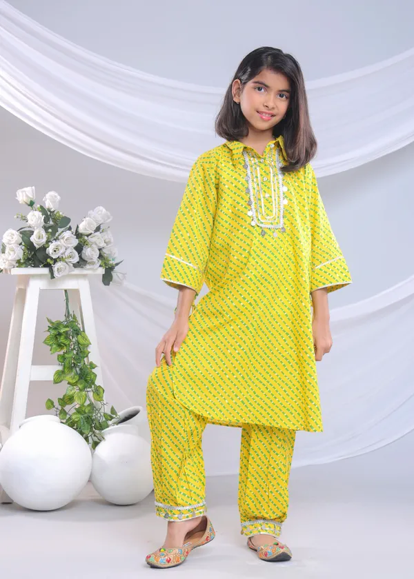 Yellow_Cotton_Kurta_Set_For_Girls