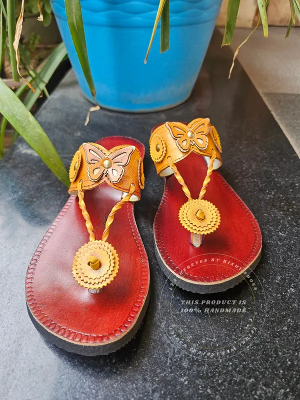 Genuine_yellow_leather_butterfly_slippers_for_women