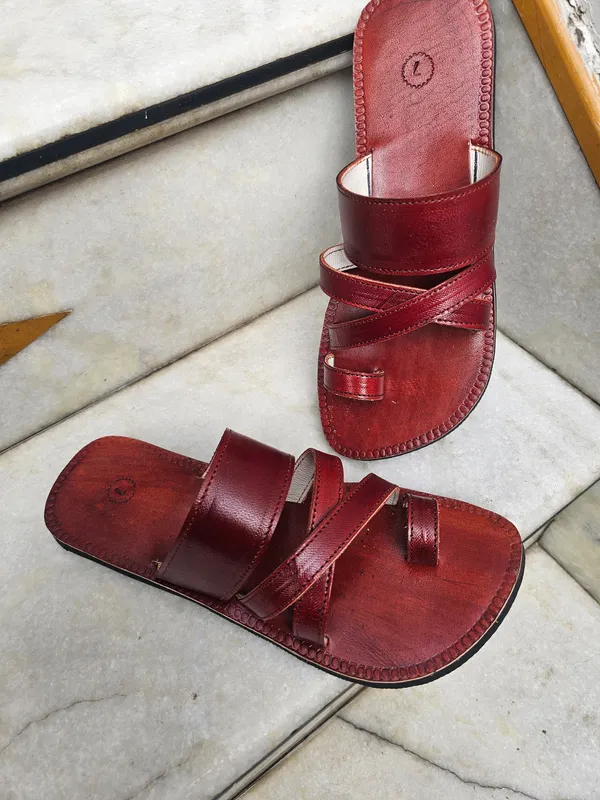 Men_X_strap_leather_slippers