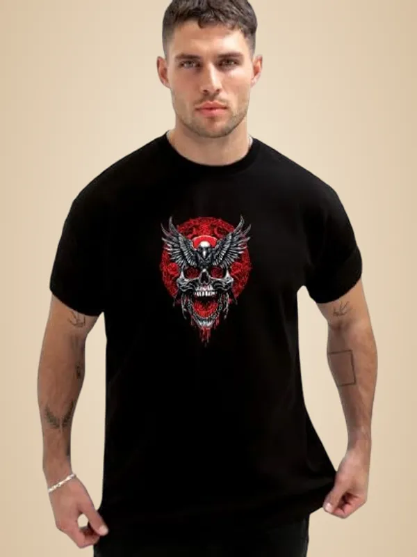 Black_Printed_Cotton_Round_Neck_Regular_Fit_Soft_And_Comtable_Trendy_Casual_Half_Sleeve_T_Shirt_For_Men