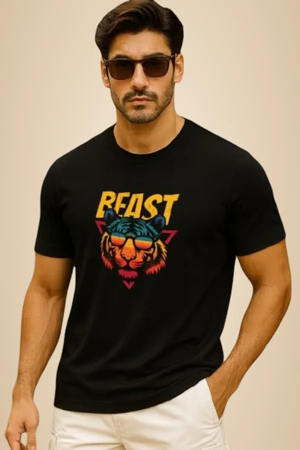 Black_Cotton_Blend_Printed_T_Shirt_For_Men