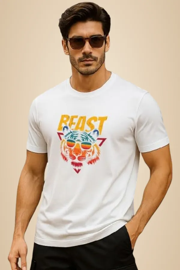 White_Cotton_Blend_Printed_T_Shirt_For_Men