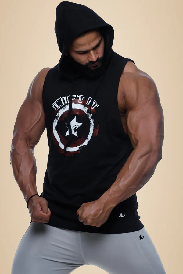 Black_S_Cotton_Skinny_Fit_Hooded_Vest_For_Men