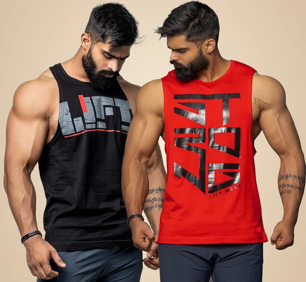 Black_And_Red_Cotton_Round_Neck_Sleeveless_Super_Combed_Gym_Vest_For_Men
