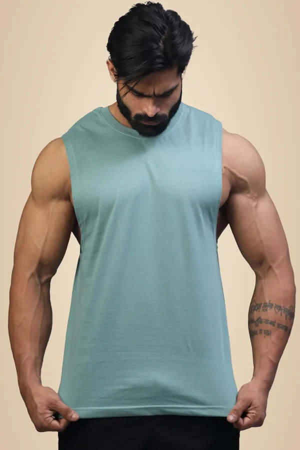 Teal_Blue_Supper_Combed_Broad_Shoulder_Gold_Finish_Sleeveless_Deep_Arm_Cut_Cotton_Vest_For_Men