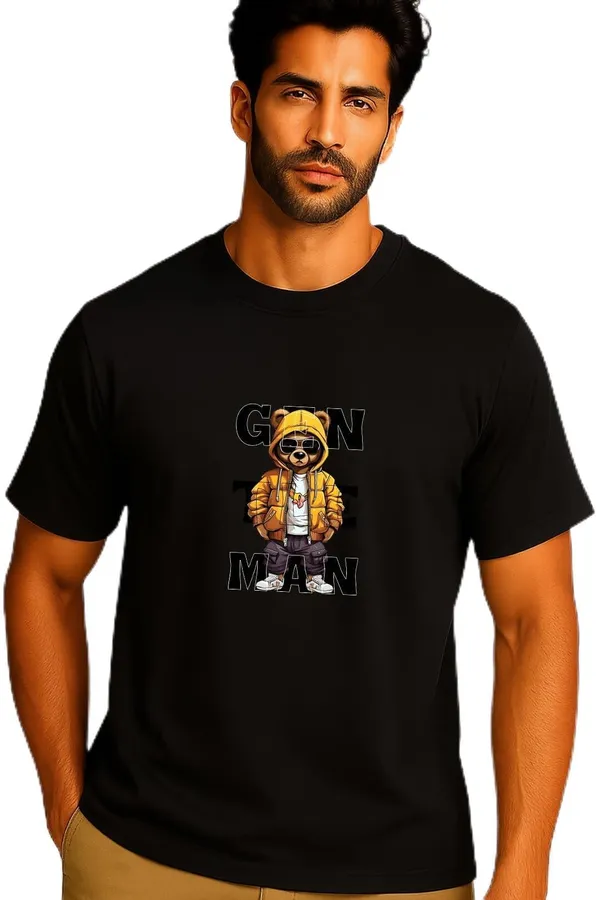 Black_Cotton_Blend_Printed_T_Shirt_For_Men