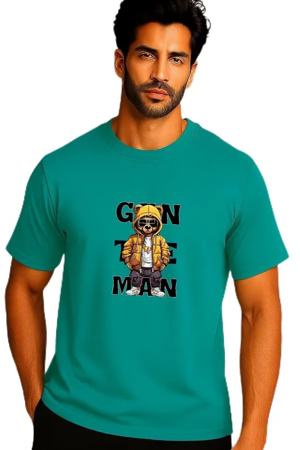 Turquoise_Blue_Cotton_Blend_Printed_T_Shirt_For_Men