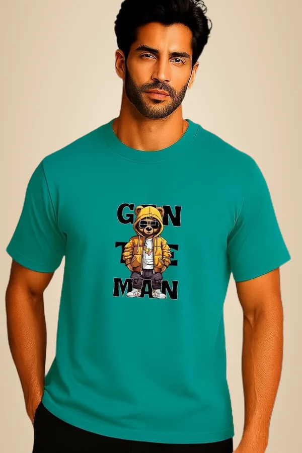 Turquoise_Blue_Cotton_Blend_Printed_T_Shirt_For_Men