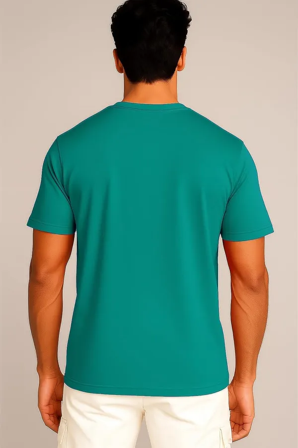 Turquoise_Blue_Cotton_Blend_Printed_T_Shirt_For_Men