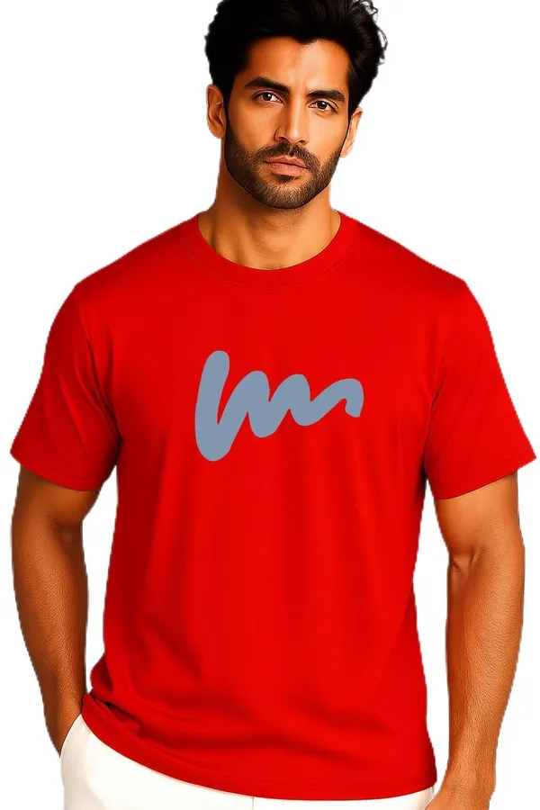 Red_Cotton_Blend_Printed_T_Shirt_For_Men