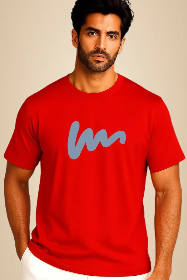 Red_Cotton_Blend_Printed_T_Shirt_For_Men