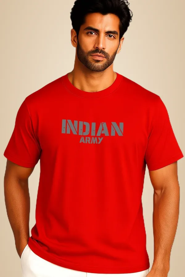 Red_Cotton_Blend_Printed_T_Shirt_For_Men