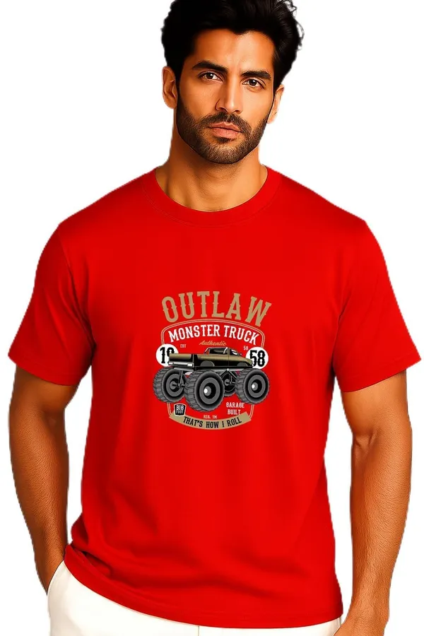 Red_Cotton_Blend_Printed_T_Shirt_For_Men