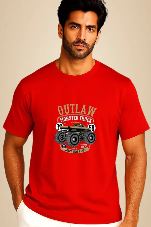 Red_Cotton_Blend_Printed_T_Shirt_For_Men