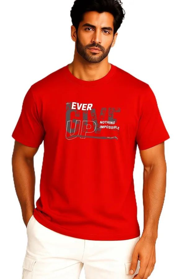 Red_Cotton_Blend_Printed_T_Shirt_For_Men
