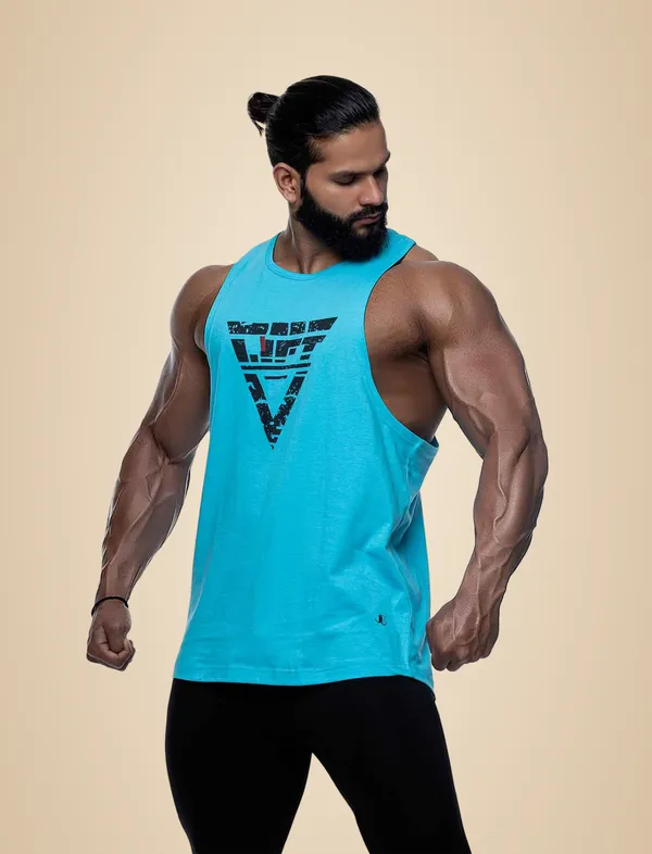 Turquoise_Cotton_Printed_Loose_Fit_Vest_For_Men