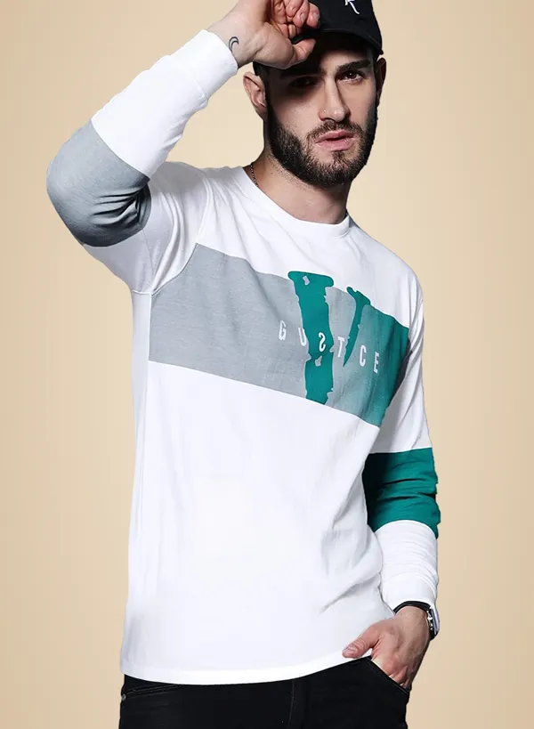White_Regular_Fit_Printed_Full_Sleeve_T_Shirt_For_Men