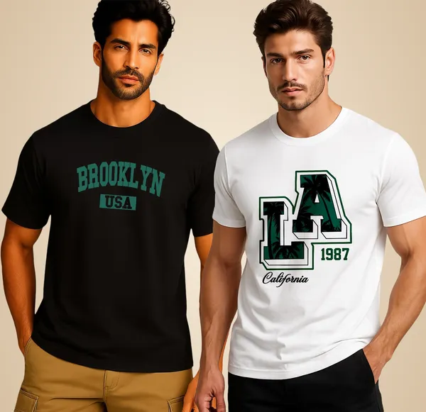 Black_And_White_Polycotton_Printed_T_Shirt_For_Men