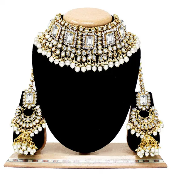 White_Zinc_Alloy_Festive_Special_Kundan_Wedding_Necklace_Earring_Mang_Tika_Set