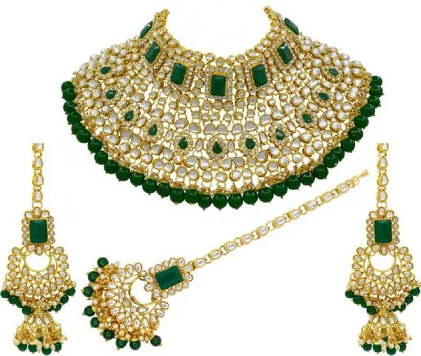 Green_Zinc_Alloy_Classic_Kundan_Wedding_Necklace_Earring_Mang_Tika_Set