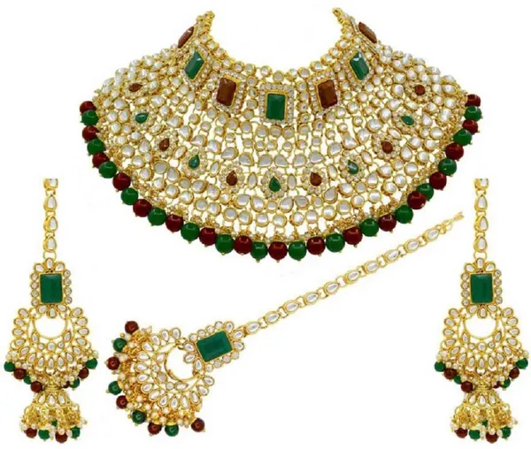 Multicolour_Zinc_Alloy_Classic_Kundan_Wedding_Necklace_Earring_Mang_Tika_Set