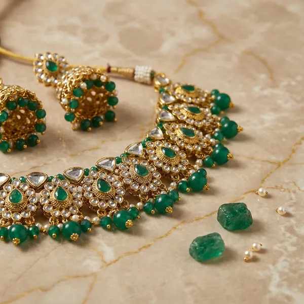Green_Zinc_Alloy_Royal_Kundan_Necklace_Earring_And_Mang_Tika_For_Wedding_And_Festivals
