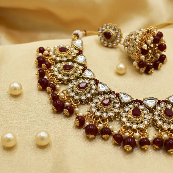 Maroon_Zinc_Alloy_Bridal_Kundan_Jewellery_Set_Necklace_Earring_With_Mang_Tika