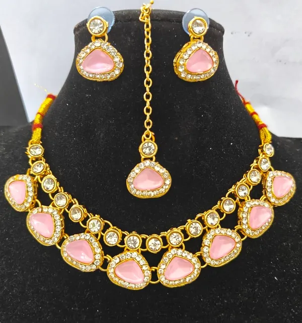 Pink_Zinc_Alloy_Royal_Kundan_Bridal_Necklace_Set_For_Festivals_And_Marriage