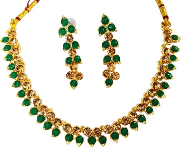 Green_Zinc_Alloy_Designer_Kundan_Necklace_Earring_Mang_Tika_For_Wedding_Functions