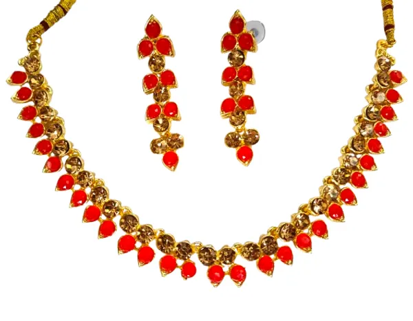 Red_Zinc_Alloy_Grand_Wedding_Kundan_Necklace_And_Earring_Set_With_Mang_Tika