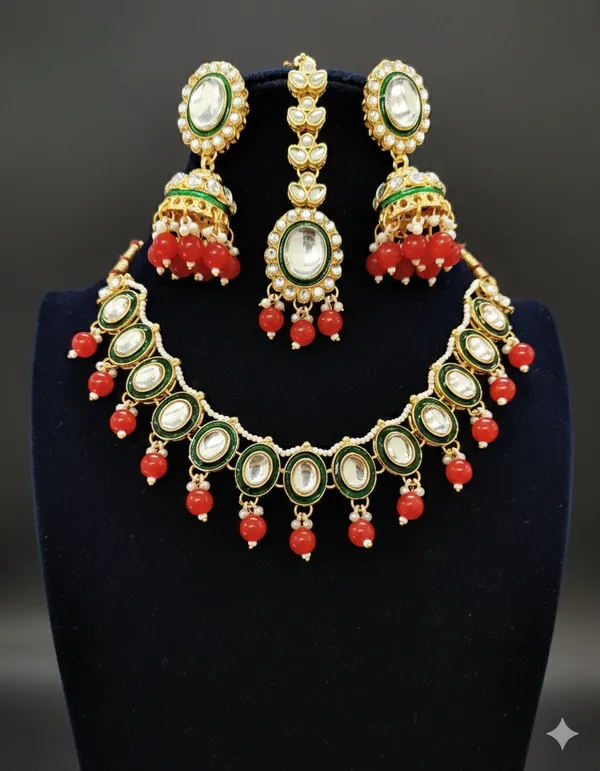 Red_Zinc_Alloy_Designer_Kundan_Necklace_Earring_Mang_Tika_For_Wedding_Functions