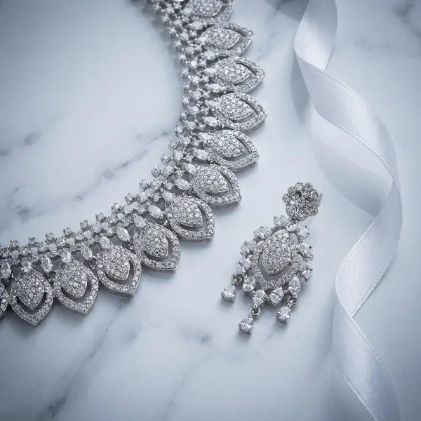 Silver_Zinc_Alloy_Rhodium_Plated_Necklace_Set_With_Earrings_And_Mang_Tika