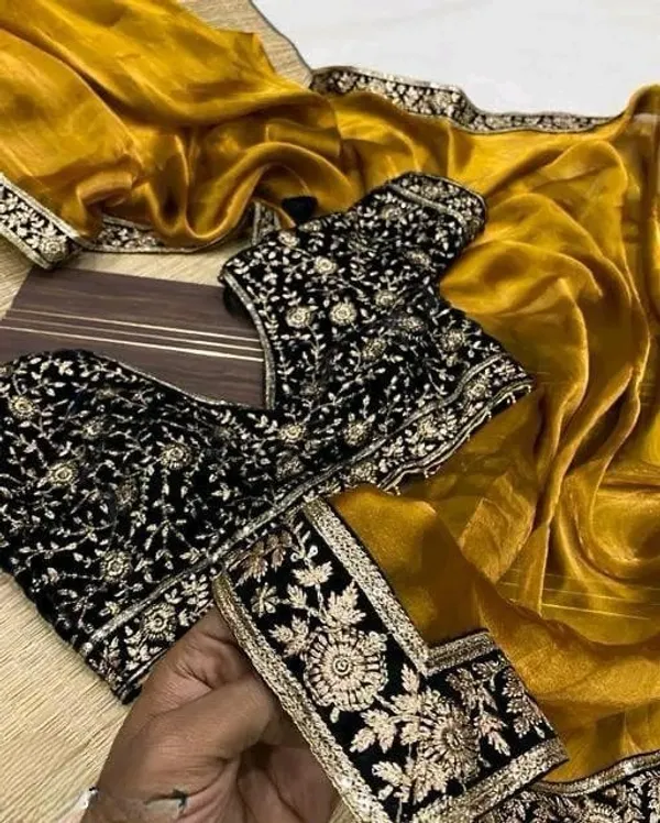 Yellow_Satin_Saree_For_Women