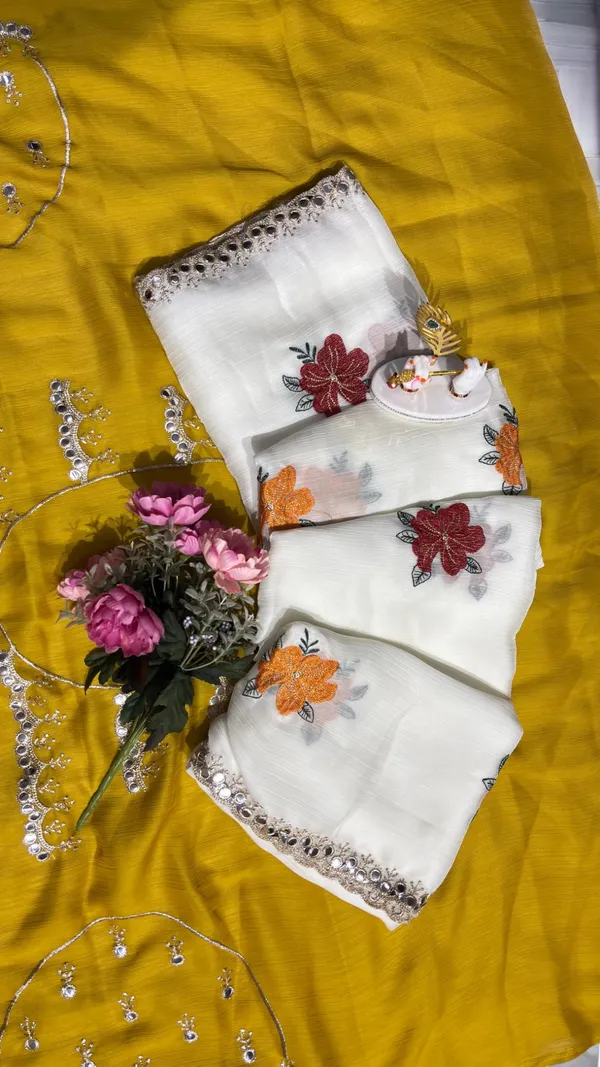 White_Chanderi_Silk_Blend_Saree_For_Women