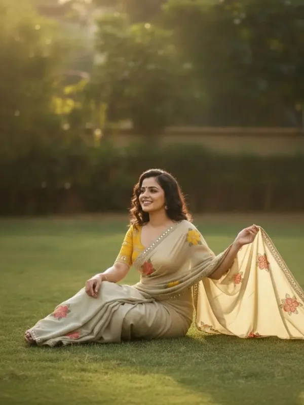 Yellow_And_Orange_Georgette_Saree_For_Women