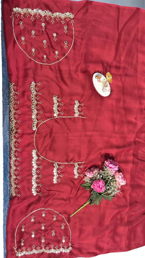 White_And_Red_Georgette_Saree_For_Women