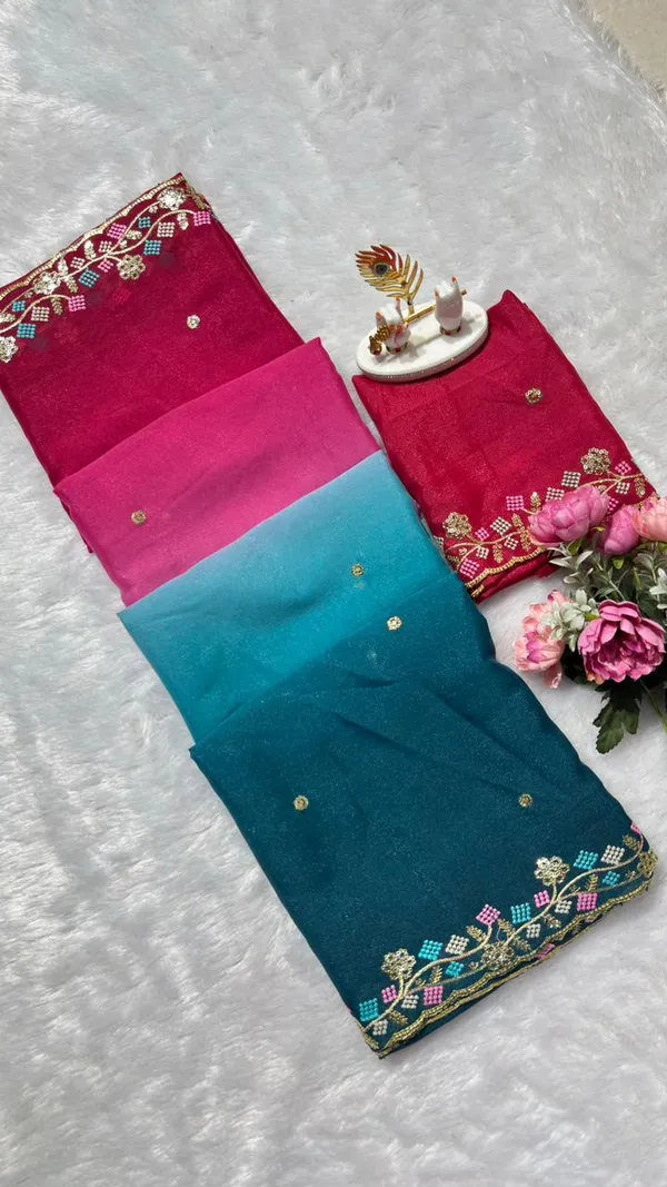 Pink_And_Blue_Georgette_Saree_For_Women