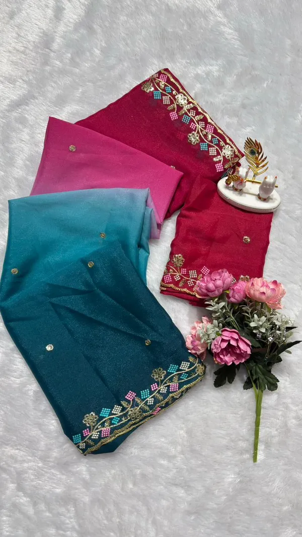 Pink_And_Blue_Georgette_Saree_For_Women