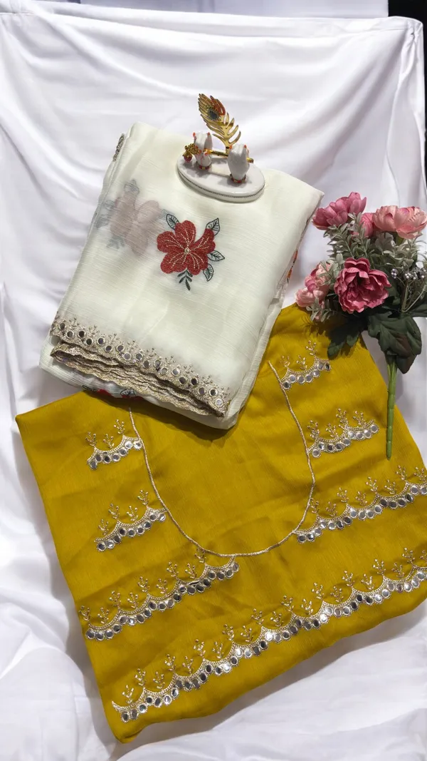 White_Chanderi_Silk_Blend_Saree_For_Women