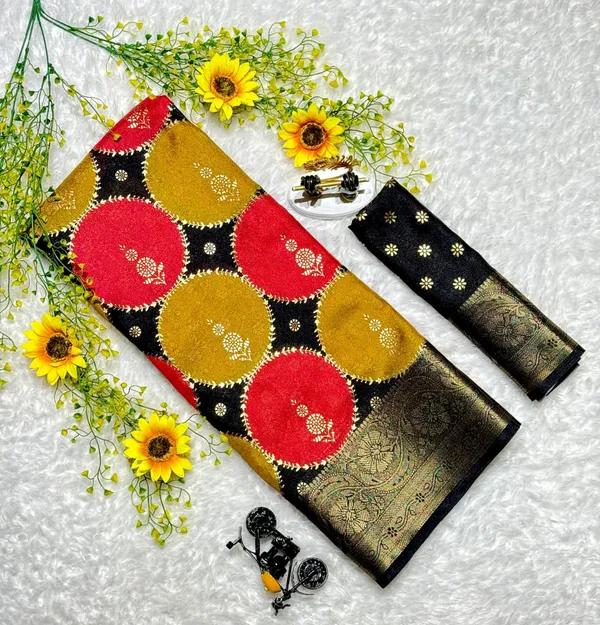 Designer_Blooming_Silk_Saree_with_Shiny_Foil_Work_and_Zari_Weaving_Border_(With_Blouse)