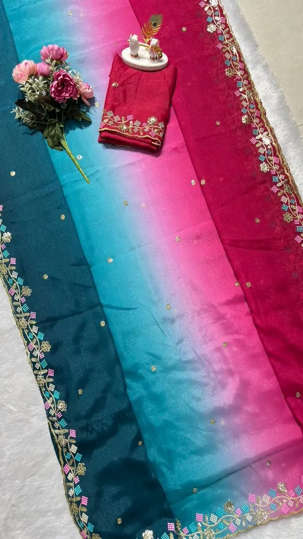 Pink_And_Blue_Georgette_Saree_For_Women