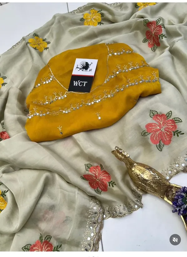 Yellow_And_Orange_Georgette_Saree_For_Women